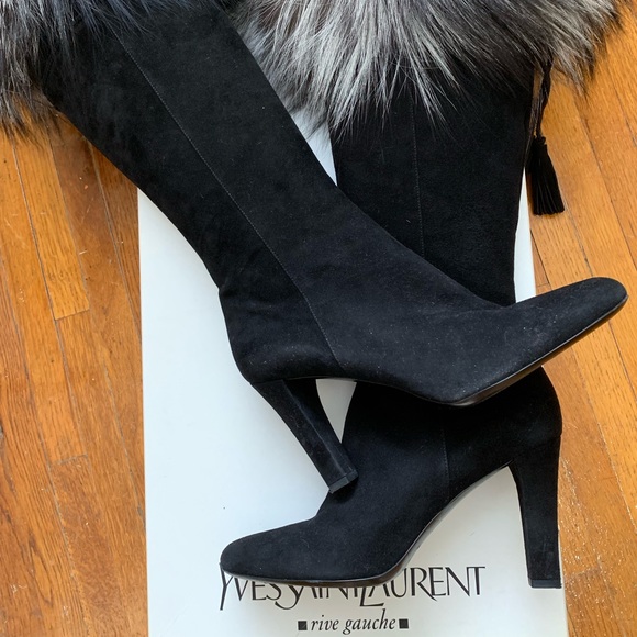 Yves Saint Laurent Shoes - YSL black silver fox boots size 39.5